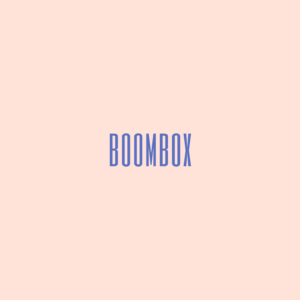 Boombox cover art with typography